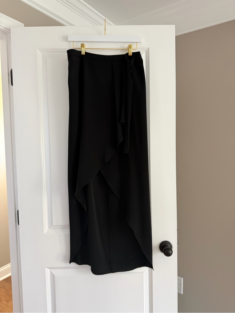 BCBGMaxAzria Black High-Low Ruffle Wrap Skirt